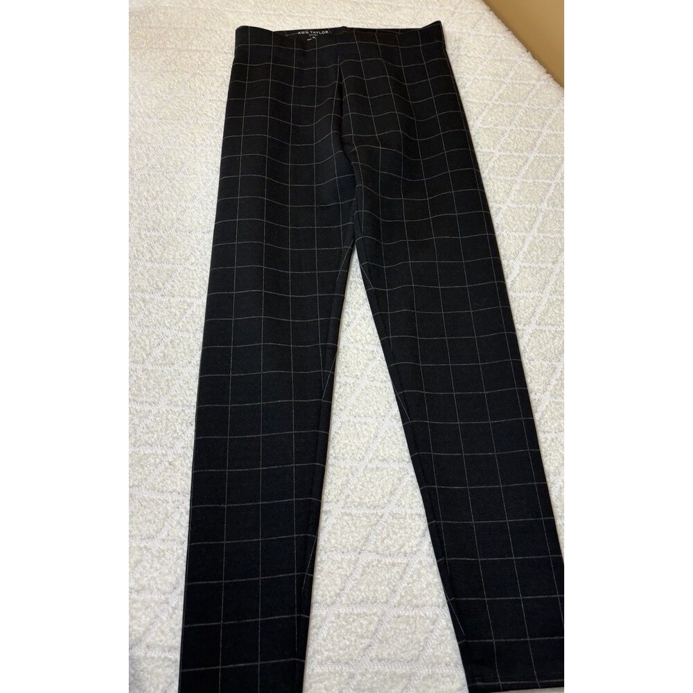 NEW Ann Taylor Factory Black Plaid Stretch Pull On Pants Women’s Size Medium - Picture 5 of 15